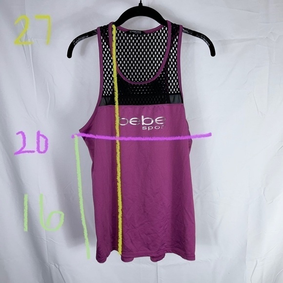 Bebe Sports Tank Top Crewneck Pullover Mesh Trim Cutout Workout Sleeveless Shirt - Picture 8 of 9